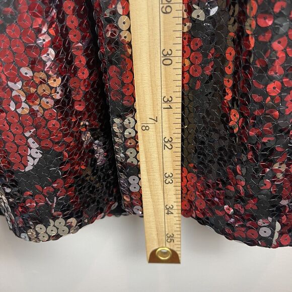 Y2K Express Womens Mini Dress M 7/8 Red Black Sequins Body Con Party Cocktail - Picture 5 of 6